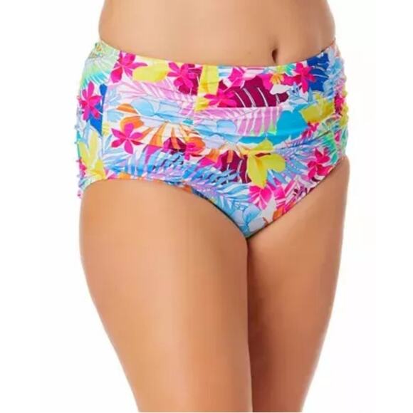 California Waves HIBISCUS PARADISE WHITE MULTI Bikini Swim Bottom - Picture 1 of 11